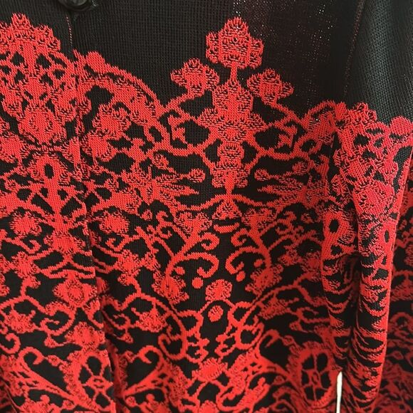 Misook Acrylic Blend Jacket Printed One Button Closure Black Red Plus Size XL - Picture 8 of 13